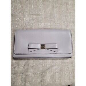 Kate Spade NY Bow Leather Montfort Park Smooth Clutch Stoneice Evening Bag